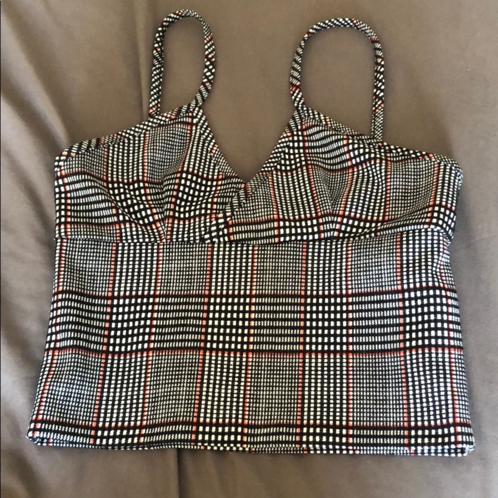 Grey plaid crop top